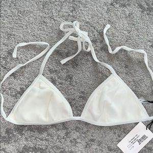 Solid & striped white bikini top & bottom